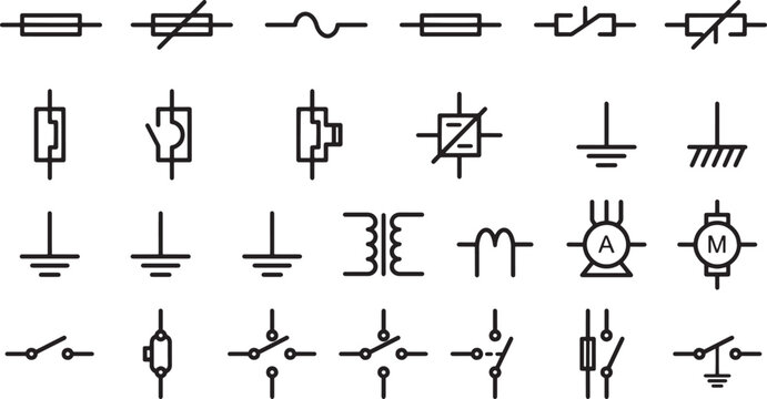 Electrical Circuit Symbols and Diagrams for Engineering and Technology.