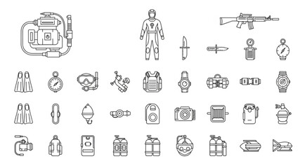 Obraz premium Collection of military and diving equipment, perfect for design projects.