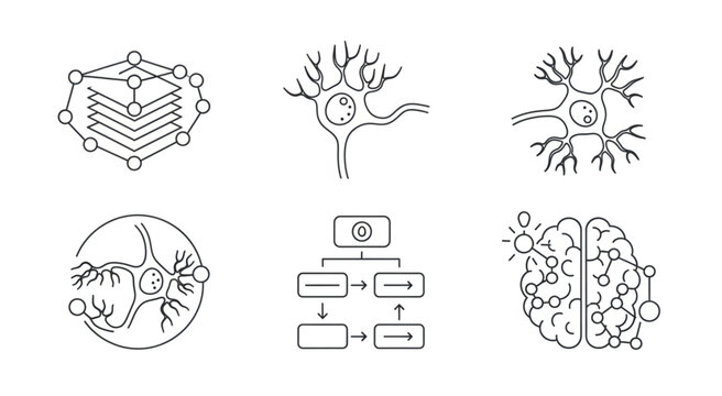 Illustrative depiction of neural networks, brain structures, and cognitive processes.