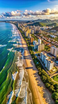 Aerial footage of Praia Brava city in Itajai, Santa Catarina