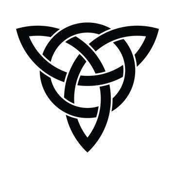 Celtic triquetra trinity knot icon Germanic art isolated on background. 