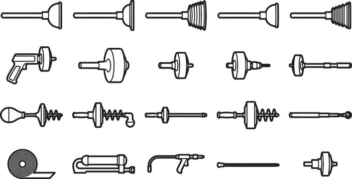 A detailed view showcasing a variety of plumbing tools, perfectly suited for illustrating articles about domestic repairs and the tools required to resolve common household issues.