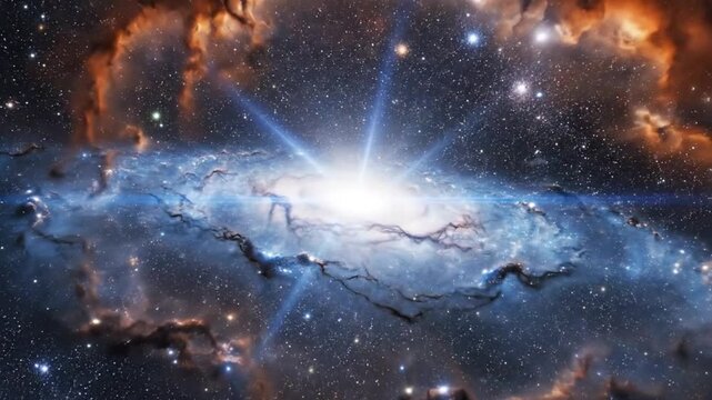 Small Magellanic Cloud Satellite Galaxy Orbit Milky Way Simulation. 4K Video