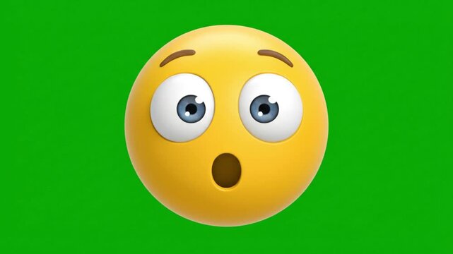 Funny Oops Emoji Shocked Face 3D Cartoon Animation. 4K Video