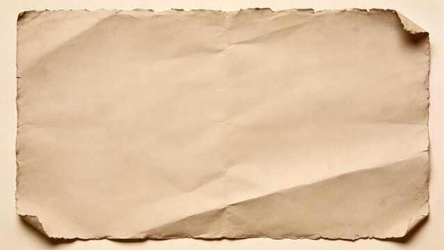  features a vintage-style, rectangular piece of paper with a sepia tone, giving it an aged appearance. The paper has slightly frayed and curled edges, suggesting wear and tear over time. The surface i