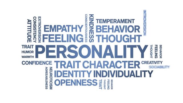 Personality animated word cloud-text design animation tag kinetic typography seamless loop.