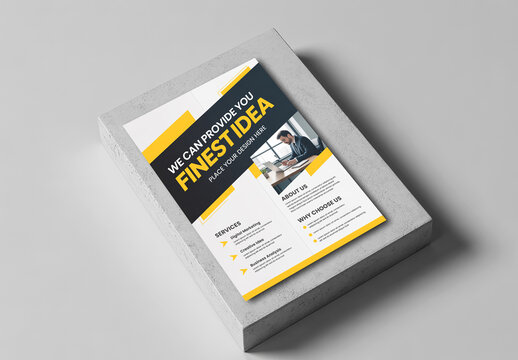 Realistic Flyer Mockup on Concrete Block