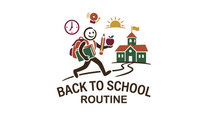 Fototapeta premium Back to School Routine Cartoon Illustration