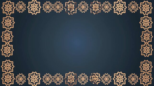 Dark blue background with gold border.
