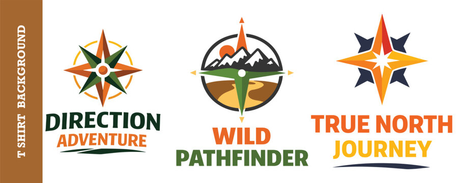 direction adventure vector logo set for outdoor adventure and navigation designs.