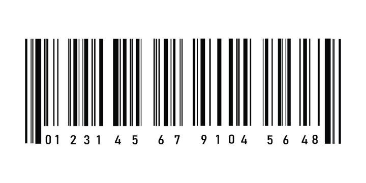Black and white barcode icon on white background