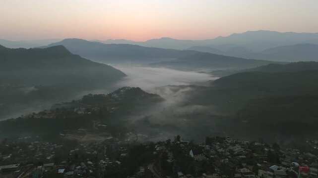 Aerial Drone View of Kohima City on Hills, Nagaland, Northeast India