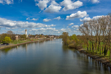 Naklejka premium The Main River near Frankfurt-Hoechst, Hesse, Germany