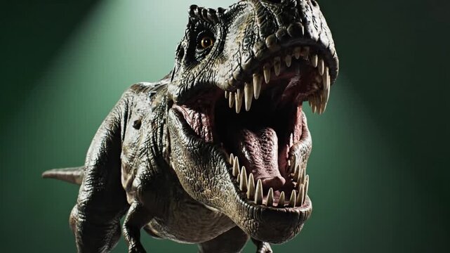 T Rex Walking Green Screen Realistic Dinosaur Animation Alpha Background. 4K Video