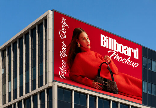 Large Building Billboard Mockup with Fashion Advertisement