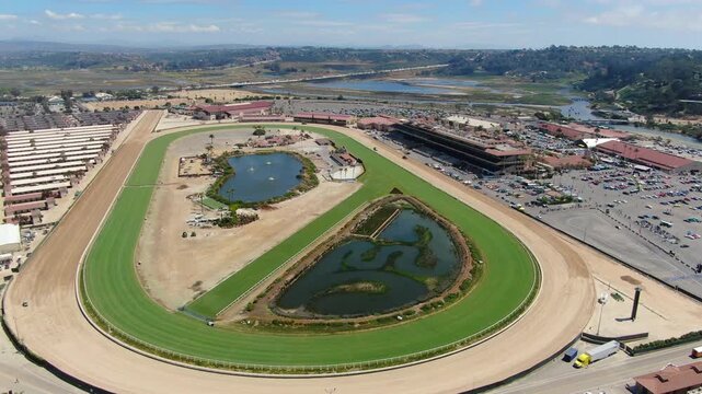 Aerial Drone View of Del Mar Racetrack and Fairgrounds in San Diego, California