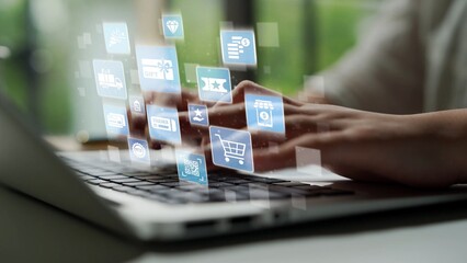 Digital gift card icons show e-commerce, payment, and digital gift card redemption. Digital gift...