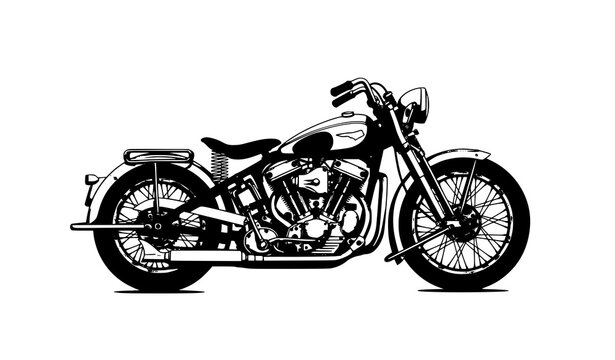 Vintage classic motorcycle side view vector illustration isolated on white background retro big bike design