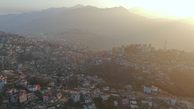 Aerial Drone View of Kohima City on Hills, Nagaland, Northeast India