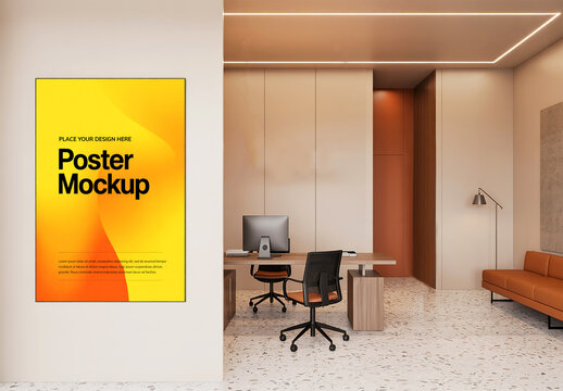 Modern Office Wall Poster Mockup