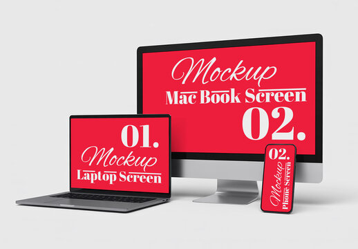 Responsive Device Screen Mockup with Laptop Desktop and Mobile