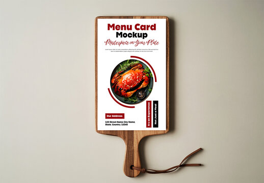 Restaurant Menu Card Mockup on Wooden