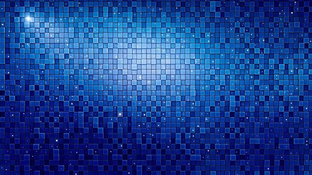 Digital blue glitter square mosaic abstract background