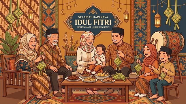 Happy Indonesian Family Gathering for Selamat Hari Raya Idul Fitri