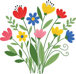 Obraz premium Colorful Hand-Drawn Floral Arrangement with Various Blooms
