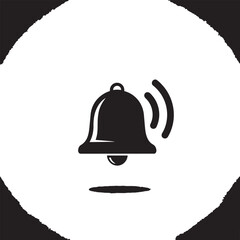 Fototapeta premium Bell silhouette with sound waves, representing alert notification signal and communication, ring icon symbol for message or event reminder.
