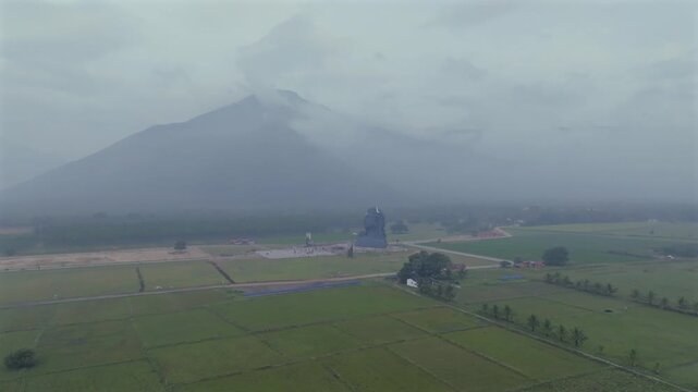 Aerial View of Adiyogi Shiva Statue in Coimbatore, Tamil Nadu, India