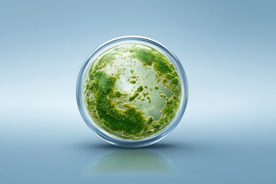 Vibrant green algae in a petri dish. organic food healthy food clean eating keto vegan vegetarian diet nutrition natural food