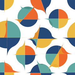 Fototapeta premium Retro Modern Geometric Seamless Pattern with Bold Vintage Color Palette