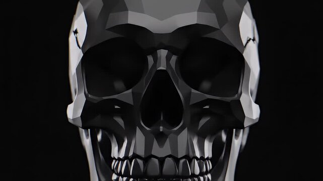 Dark Skull With Glitch Effect and Horizontal Lines Background