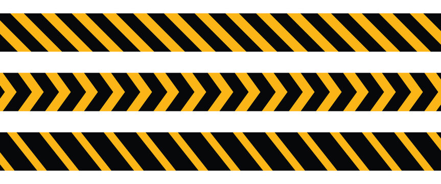 Black and yellow warning, police tapes, attention, line sign.  Realistic lines with repeat stripes texture. vector illustration eps10. warning tape.
