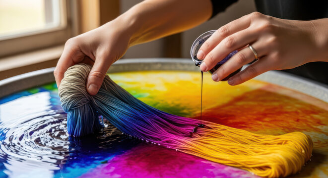 Dyeing Yarn A Colorful Transformation in Progress.