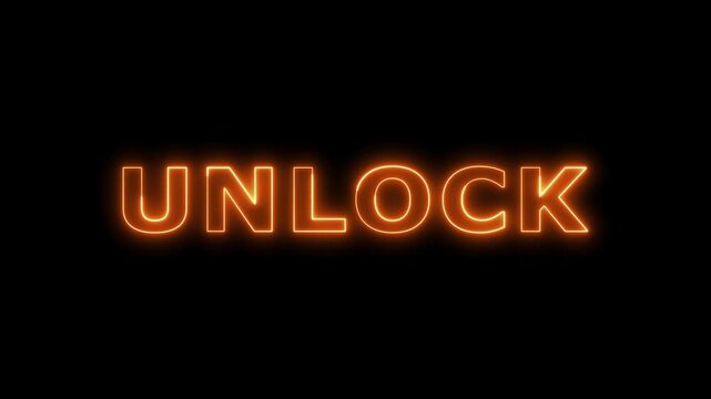 Unlock text glowing with orange light on black background.