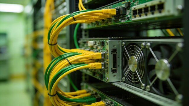 Server rack with network cables