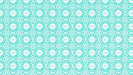 Fototapeta premium Seamless geometric turquoise and white floral tile pattern background design