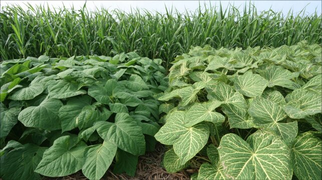 Diverse Intercropping Agriculture System with Two Contrasting Leafy Vegetable Crops Growing Side by Side in a Field
