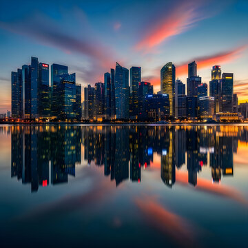 singapore skyline at night