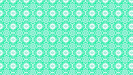 Fototapeta premium Seamless repeating geometric floral tile pattern in vibrant turquoise and white