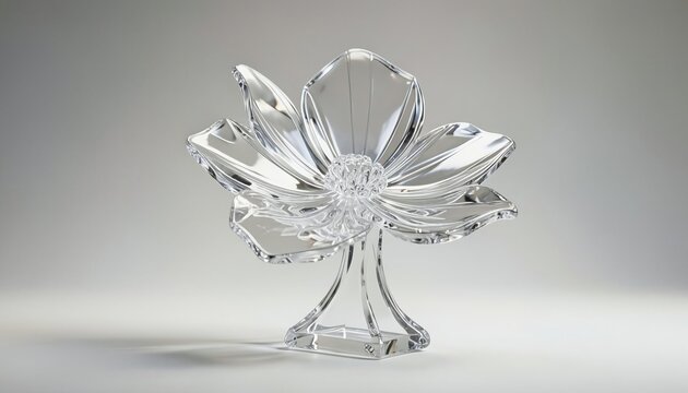 An isolated shiny crystal and silver glass vase makes a decorative antique gift or award trophy, gleaming with a light gold jewel finish as a luxury object