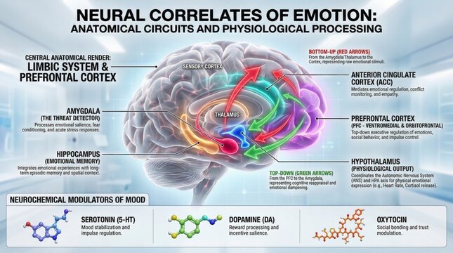 Neural Correlates of Emotion: Anatomic Circuits and Physiological Processing in the Human Brain Explained