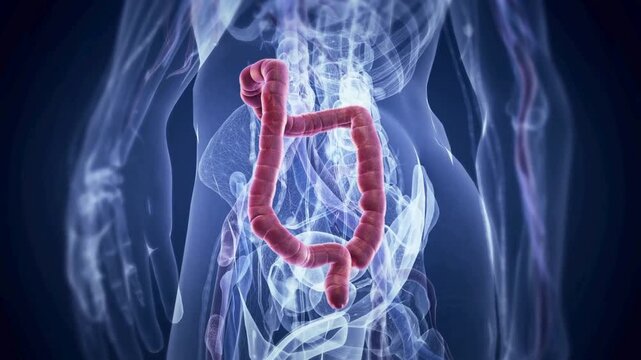 Anatomical 3D rendering of human large intestine