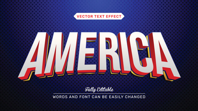 Editable text style effect - United States of America text with flag style theme