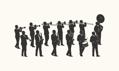 A marching band performing on street. © Dijee Art