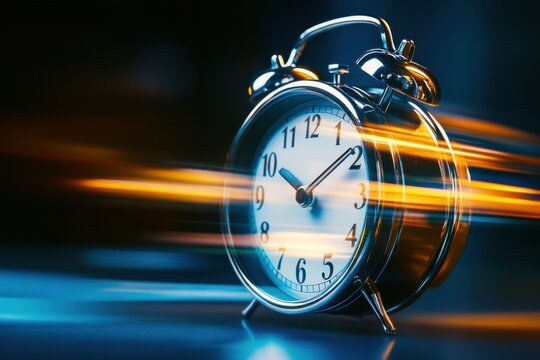 Dynamic alarm clock concept bedroom digital art dark environment creative viewpoint motion blur time effect