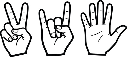 Obraz premium Hand Gestures Peace Sign Rock On