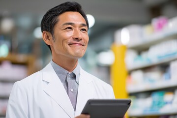 Fototapeta premium タブレットを持つ薬剤師